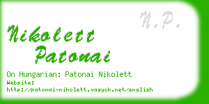 nikolett patonai business card